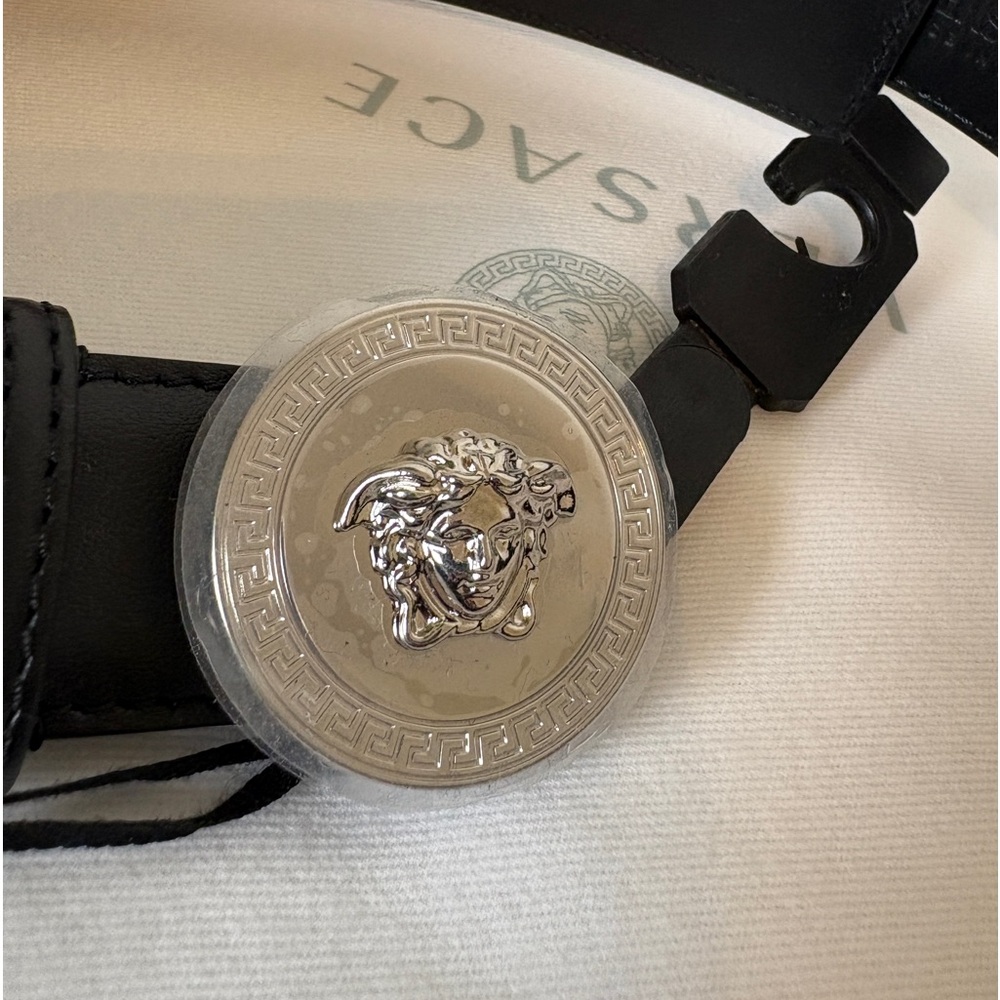Versace Black Leather Belt Bag Silver Medusa 80 cm - Picture 2 of 4